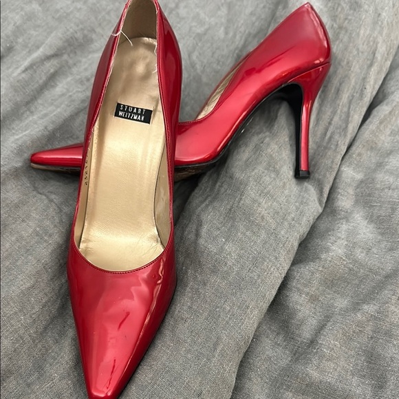 Stuart Weitzman Glossy Red Heels - Picture 1 of 6